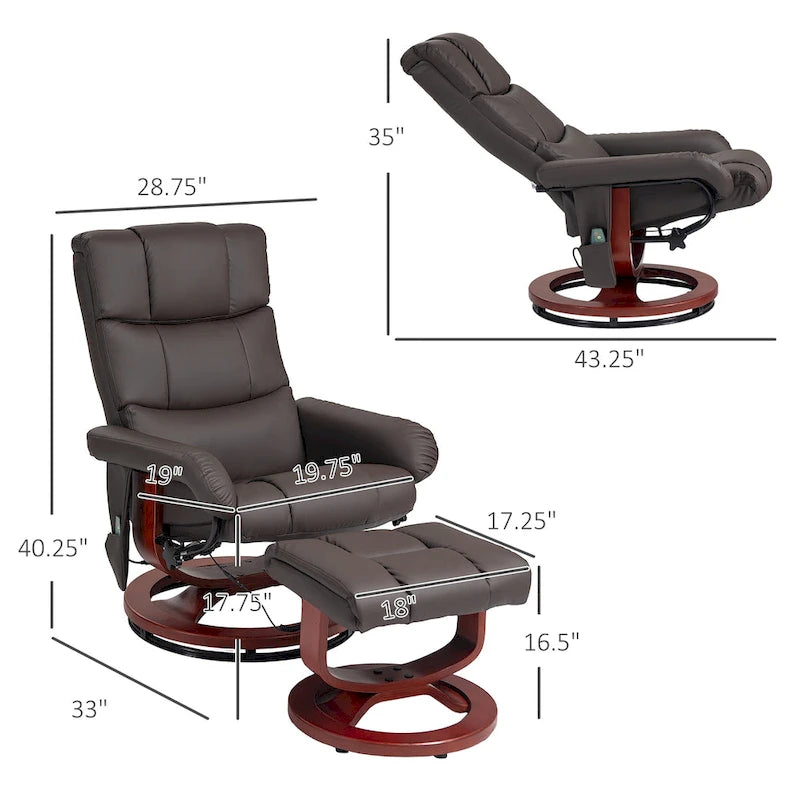 Fauteuil inclinable avec ottoman, fauteuil inclinable électrique en similicuir