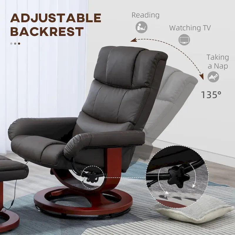 Fauteuil inclinable avec ottoman, fauteuil inclinable électrique en similicuir