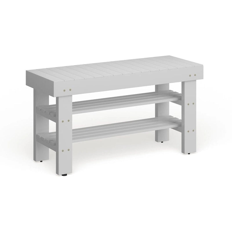 Banc à chaussures de ferme en bois massif – Cerisier ou blanc, 89 cm (L) x 33 cm (l) x 46 cm (H)