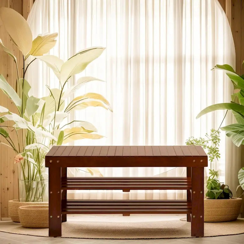 Banc à chaussures de ferme en bois massif – Cerisier ou blanc, 89 cm (L) x 33 cm (l) x 46 cm (H)