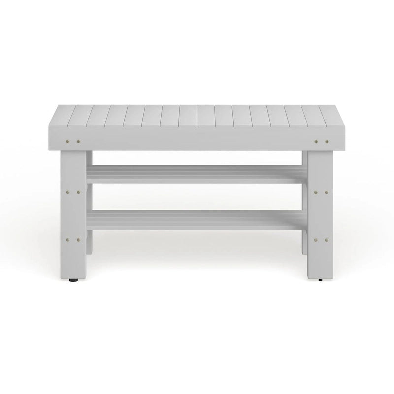 Banc à chaussures de ferme en bois massif – Cerisier ou blanc, 89 cm (L) x 33 cm (l) x 46 cm (H)