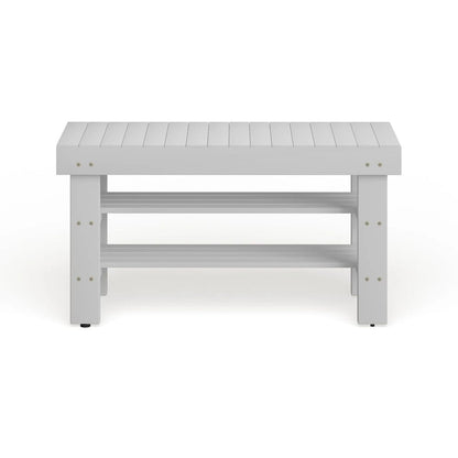 Banc à chaussures de ferme en bois massif – Cerisier ou blanc, 89 cm (L) x 33 cm (l) x 46 cm (H)