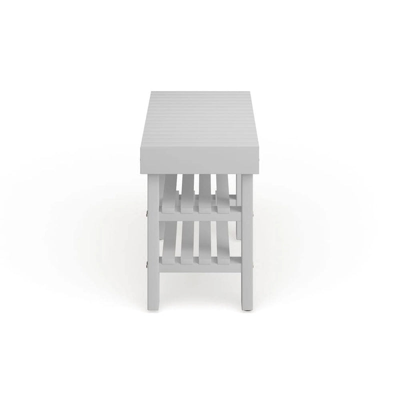 Banc à chaussures de ferme en bois massif – Cerisier ou blanc, 89 cm (L) x 33 cm (l) x 46 cm (H)