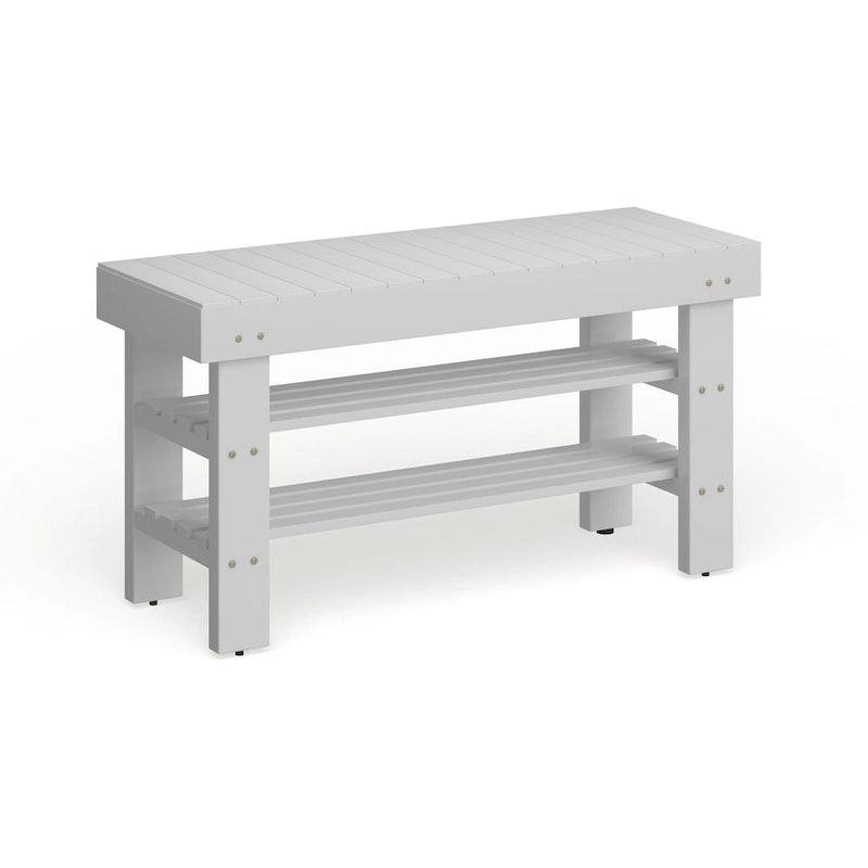 Banc à chaussures de ferme en bois massif – Cerisier ou blanc, 89 cm (L) x 33 cm (l) x 46 cm (H)