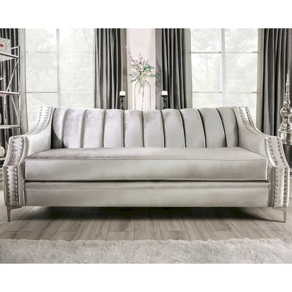 Canapé en chenille rembourré de style transitoire avec garniture cloutée – Capacité de 227 kg, fabriqué aux États-Unis