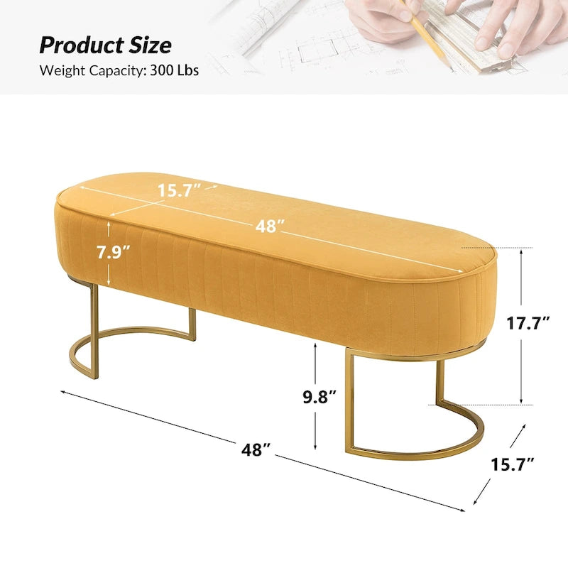 Banc de 48 de large avec base en métal