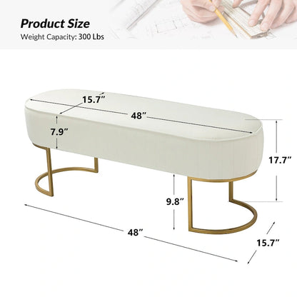 Banc de 48 de large avec base en métal