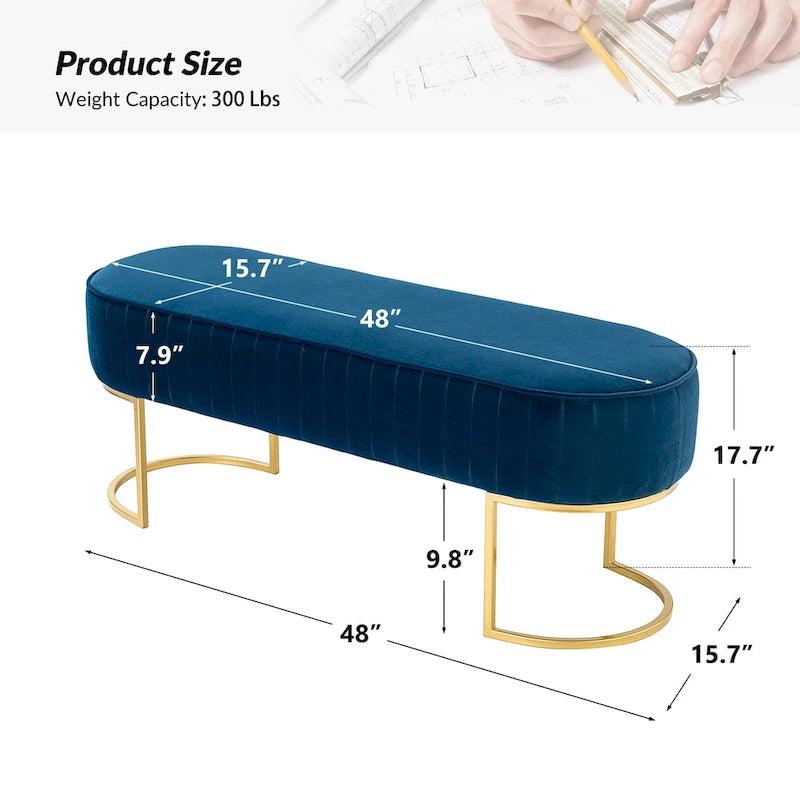 Banc de 48 de large avec base en métal