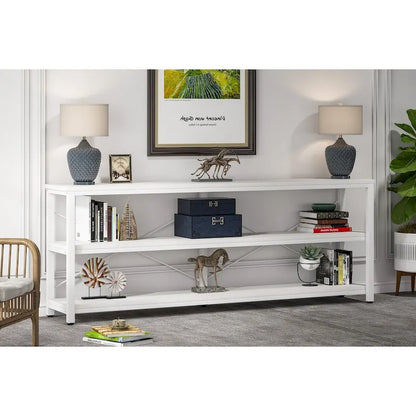 Console étroite extra longue de 70,8 pouces, table de canapé, table d'entrée avec 3 étagères de rangement
