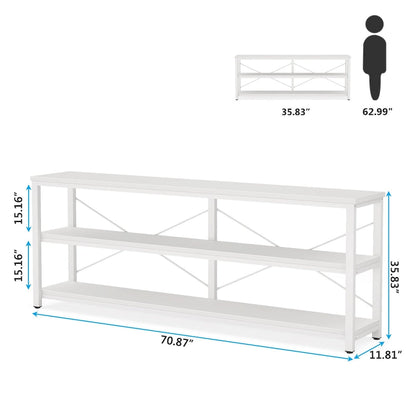 Console étroite extra longue de 70,8 pouces, table de canapé, table d'entrée avec 3 étagères de rangement