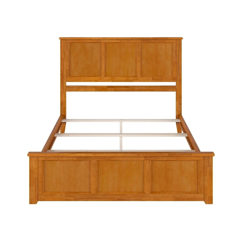 Lit plateforme en bois massif avec pied de lit, chargeur USB et lattes – 5 couleurs, 5 tailles