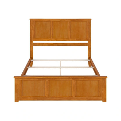 Lit plateforme en bois massif avec pied de lit, chargeur USB et lattes – 5 couleurs, 5 tailles