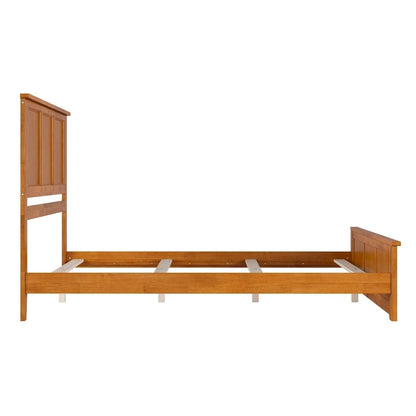 Lit plateforme en bois massif avec pied de lit, chargeur USB et lattes – 5 couleurs, 5 tailles