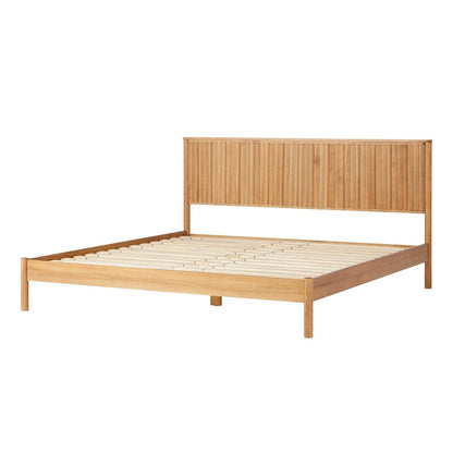 Lit plateforme King en pin massif de style transitoire avec tête de lit cannelée – Aucun sommier requis