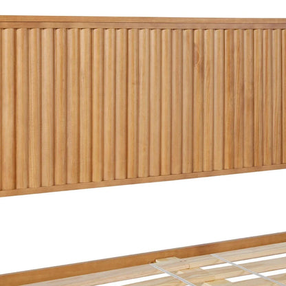 Lit plateforme King en pin massif de style transitoire avec tête de lit cannelée – Aucun sommier requis