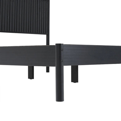 Lit plateforme King en pin massif de style transitoire avec tête de lit cannelée – Aucun sommier requis
