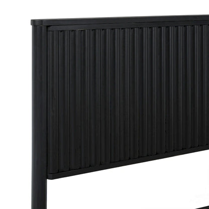 Lit plateforme King en pin massif de style transitoire avec tête de lit cannelée – Aucun sommier requis