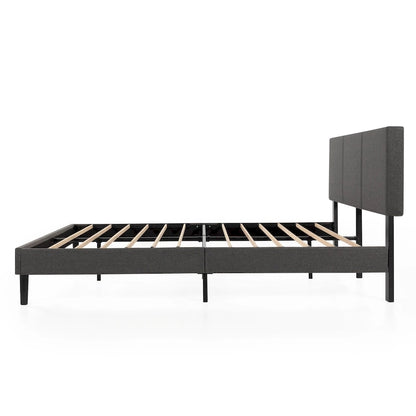 Cadre de lit plateforme rembourré gris avec tête de lit en mousse – 317 kg