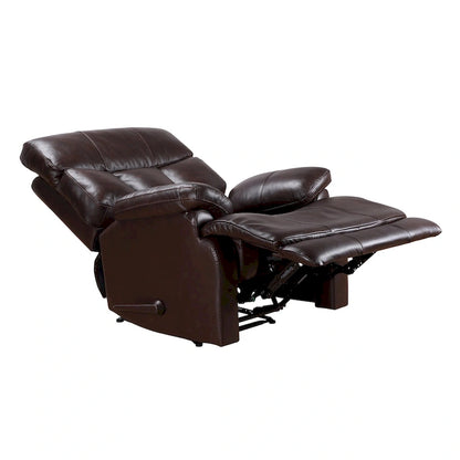 Fauteuil inclinable manuel en cuir pleine fleur véritable, marron, avec repose-pieds extensible