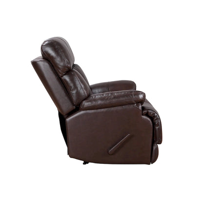 Fauteuil inclinable manuel en cuir pleine fleur véritable, marron, avec repose-pieds extensible