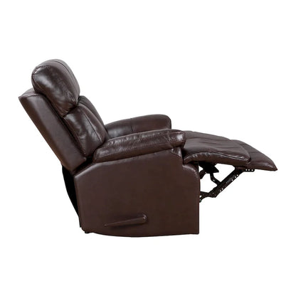 Fauteuil inclinable manuel en cuir pleine fleur véritable, marron, avec repose-pieds extensible
