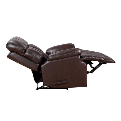 Fauteuil inclinable manuel en cuir pleine fleur véritable, marron, avec repose-pieds extensible