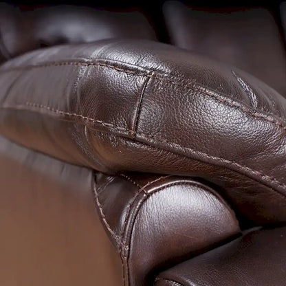 Fauteuil inclinable manuel en cuir pleine fleur véritable, marron, avec repose-pieds extensible