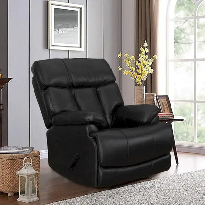 Fauteuil inclinable manuel en cuir pleine fleur véritable, marron, avec repose-pieds extensible