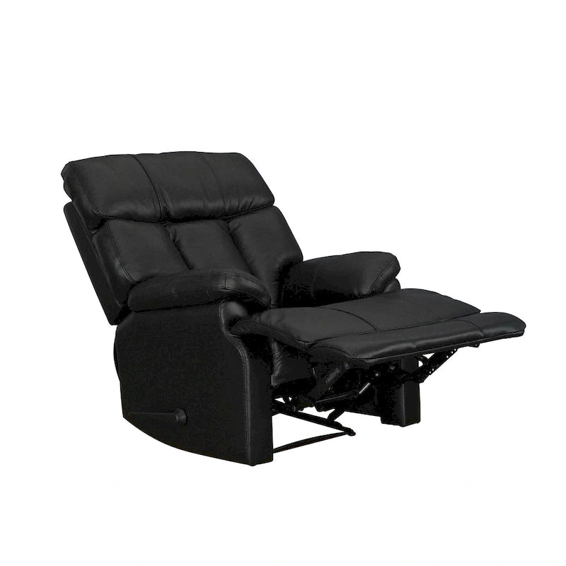 Fauteuil inclinable manuel en cuir pleine fleur véritable, marron, avec repose-pieds extensible