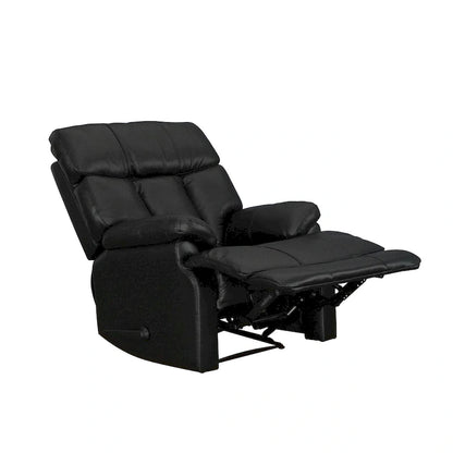 Fauteuil inclinable manuel en cuir pleine fleur véritable, marron, avec repose-pieds extensible