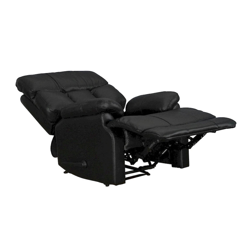 Fauteuil inclinable manuel en cuir pleine fleur véritable, marron, avec repose-pieds extensible