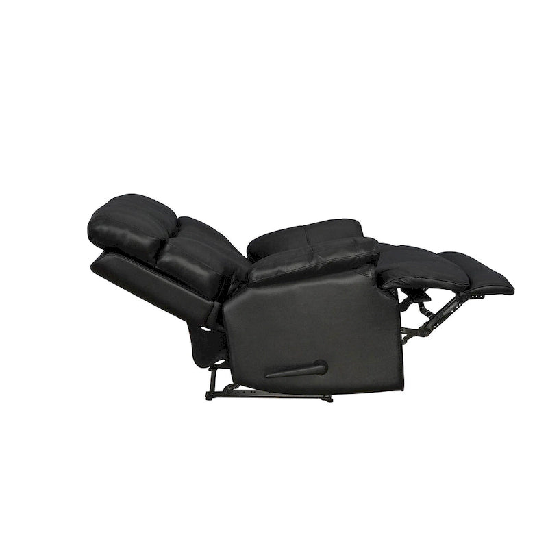 Fauteuil inclinable manuel en cuir pleine fleur véritable, marron, avec repose-pieds extensible