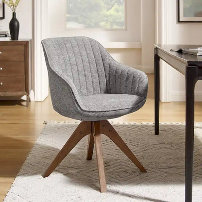 Fauteuil d'appoint pivotant Mid-Century Modern avec pieds en bois de hêtre – Pivotement à 360°, 150 kg