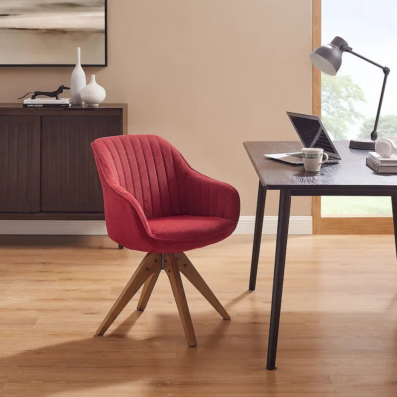 Fauteuil d'appoint pivotant Mid-Century Modern avec pieds en bois de hêtre – Pivotement à 360°, 150 kg