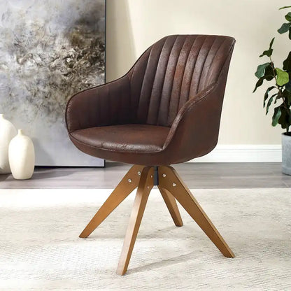 Fauteuil d'appoint pivotant Mid-Century Modern avec pieds en bois de hêtre – Pivotement à 360°, 150 kg