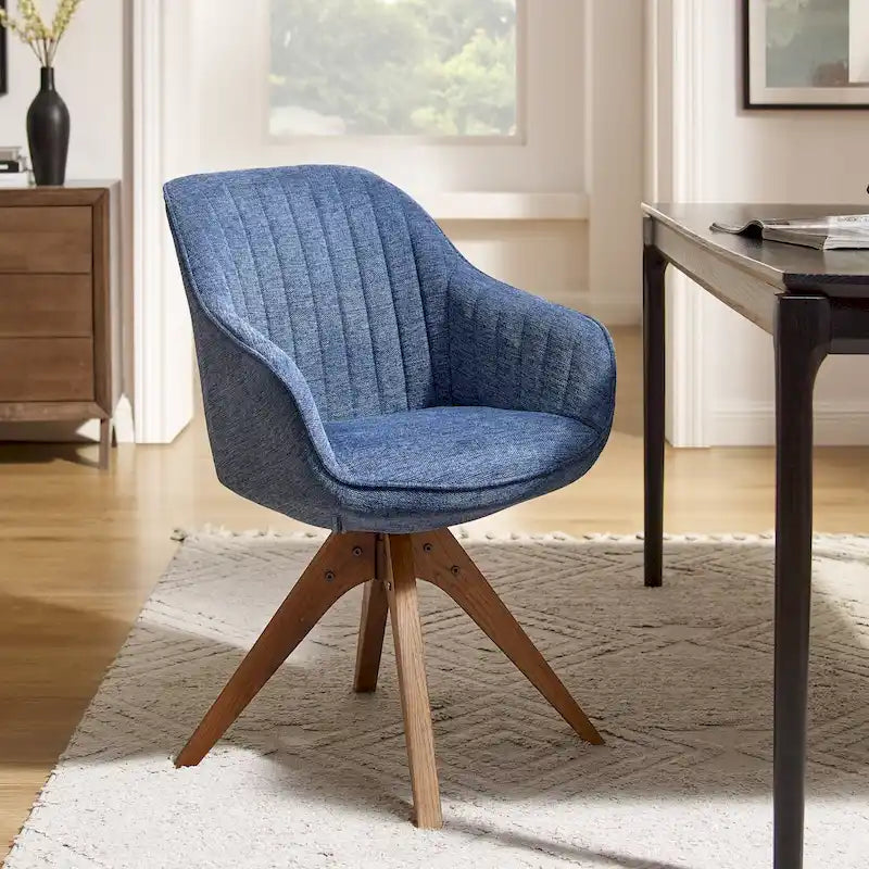 Fauteuil d'appoint pivotant Mid-Century Modern avec pieds en bois de hêtre – Pivotement à 360°, 150 kg