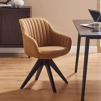 Fauteuil d'appoint pivotant Mid-Century Modern avec pieds en bois de hêtre – Pivotement à 360°, 150 kg