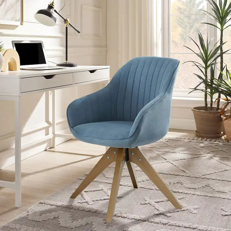 Fauteuil d'appoint pivotant Mid-Century Modern avec pieds en bois de hêtre – Pivotement à 360°, 150 kg