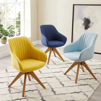 Fauteuil d'appoint pivotant Mid-Century Modern avec pieds en bois de hêtre – Pivotement à 360°, 150 kg