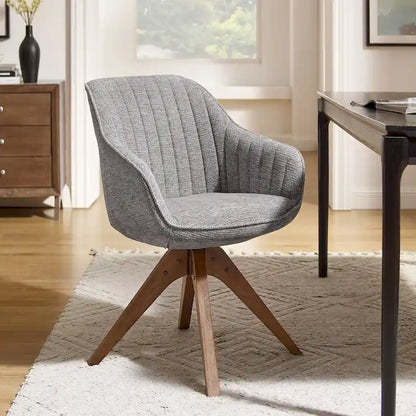 Fauteuil d'appoint pivotant Mid-Century Modern avec pieds en bois de hêtre – Pivotement à 360°, 150 kg