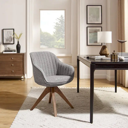 Fauteuil d'appoint pivotant Mid-Century Modern avec pieds en bois de hêtre – Pivotement à 360°, 150 kg