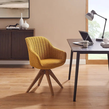 Fauteuil d'appoint pivotant Mid-Century Modern avec pieds en bois de hêtre – Pivotement à 360°, 150 kg