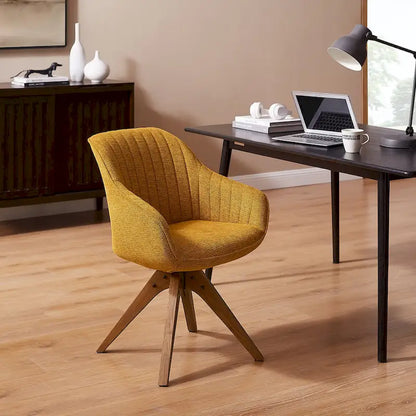 Fauteuil d'appoint pivotant Mid-Century Modern avec pieds en bois de hêtre – Pivotement à 360°, 150 kg