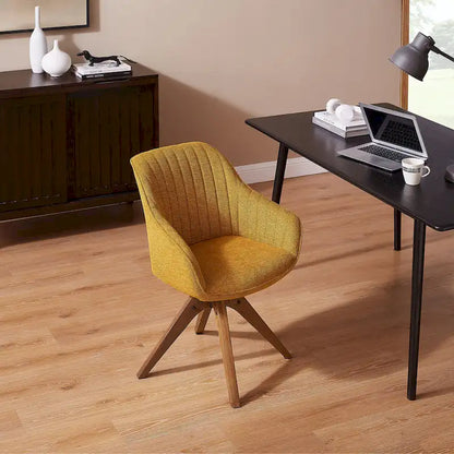 Fauteuil d'appoint pivotant Mid-Century Modern avec pieds en bois de hêtre – Pivotement à 360°, 150 kg