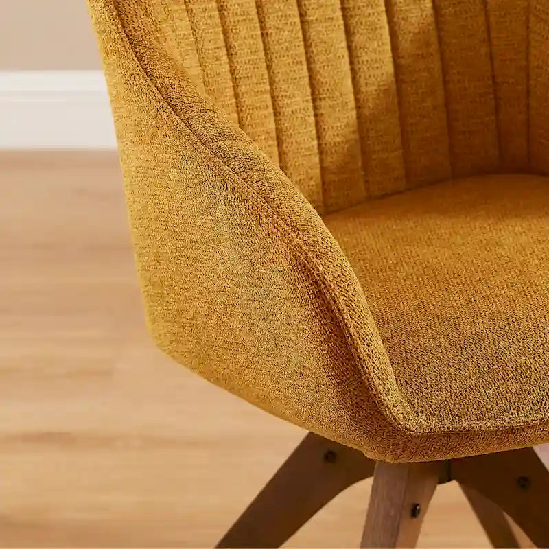 Fauteuil d'appoint pivotant Mid-Century Modern avec pieds en bois de hêtre – Pivotement à 360°, 150 kg