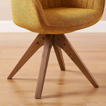 Fauteuil d'appoint pivotant Mid-Century Modern avec pieds en bois de hêtre – Pivotement à 360°, 150 kg