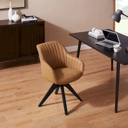 Fauteuil d'appoint pivotant Mid-Century Modern avec pieds en bois de hêtre – Pivotement à 360°, 150 kg
