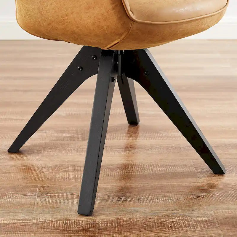 Fauteuil d'appoint pivotant Mid-Century Modern avec pieds en bois de hêtre – Pivotement à 360°, 150 kg