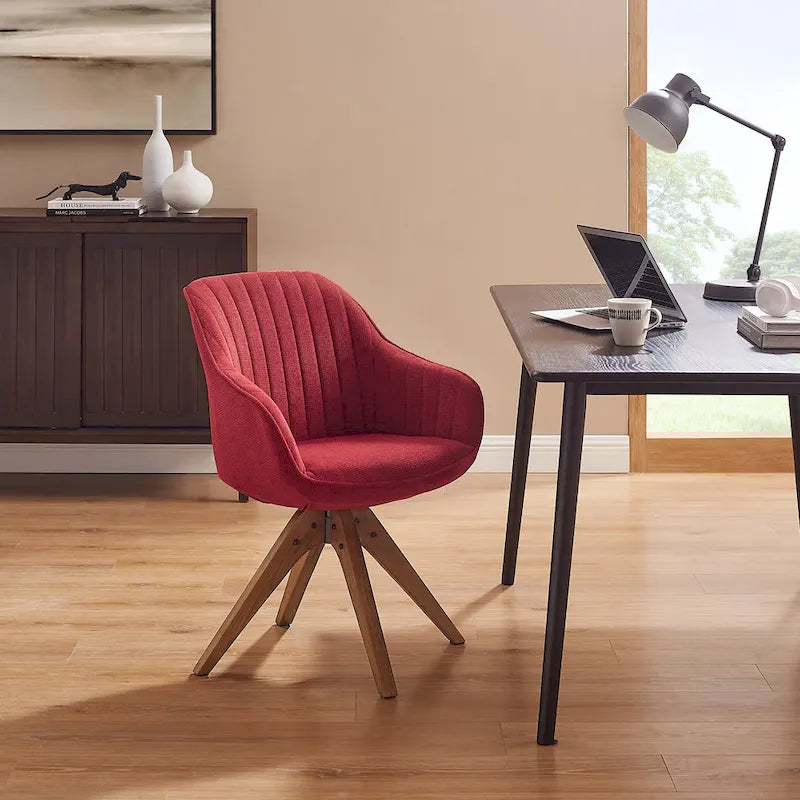 Fauteuil d'appoint pivotant Mid-Century Modern avec pieds en bois de hêtre – Pivotement à 360°, 150 kg
