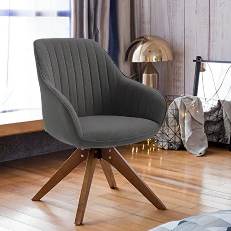 Fauteuil d'appoint pivotant Mid-Century Modern avec pieds en bois de hêtre – Pivotement à 360°, 150 kg